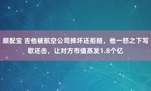 顺配宝 吉他被航空公司摔坏还拒赔，他一怒之下写歌还击，让对方市值蒸发1.8个亿